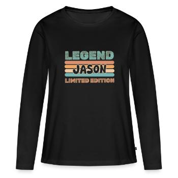 Jason comme prénom - T-shirt manches longues Premium bio Femme - noir - Devant - Julia (174cm)