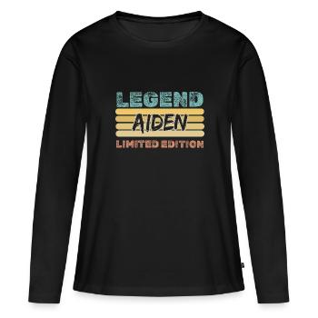 Prénom Aiden - T-shirt manches longues Premium bio Femme - noir - Devant - Julia (174cm)