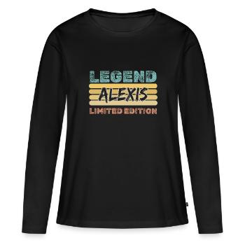Alexis - T-shirt manches longues Premium bio Femme - noir - Devant - Julia (174cm)