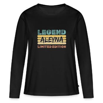 Geschenk für Aleyna - Frauen Premium Bio Langarmshirt - Schwarz - Vorne - Julia (174cm)