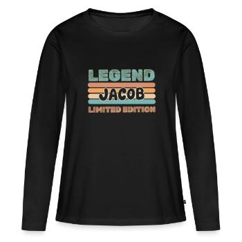 Jacob comme prénom - T-shirt manches longues Premium bio Femme - noir - Devant - Julia (174cm)
