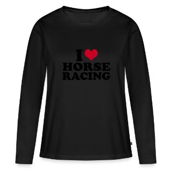 J’adore les courses de chevaux - T-shirt manches longues Premium bio Femme - noir - Devant - Julia (174cm)