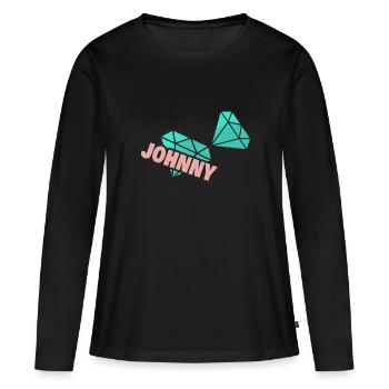 Papa Johnny - T-shirt manches longues Premium bio Femme - noir - Devant - Julia (174cm)