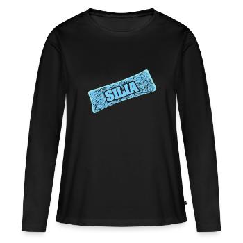 Nom : Silia - T-shirt manches longues Premium bio Femme - noir - Devant - Julia (174cm)