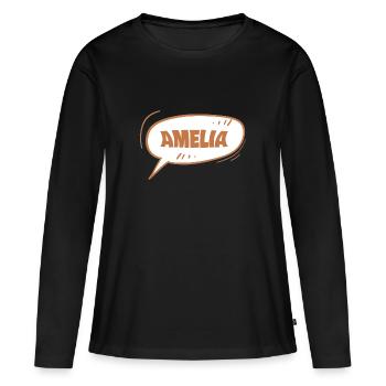 Amelia Amelia - Frauen Premium Bio Langarmshirt - Schwarz - Vorne - Julia (174cm)