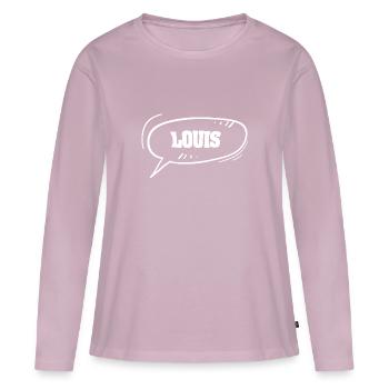 Prénom Louis - T-shirt manches longues Premium bio Femme - rose poudré - Devant - Julia (174cm)