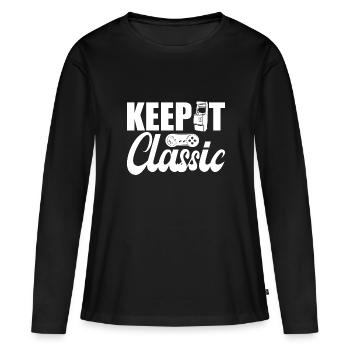 Retro Zocker Sprüche Gaming Geschenk - Frauen Premium Bio Langarmshirt - Schwarz - Vorne - Julia (174cm)