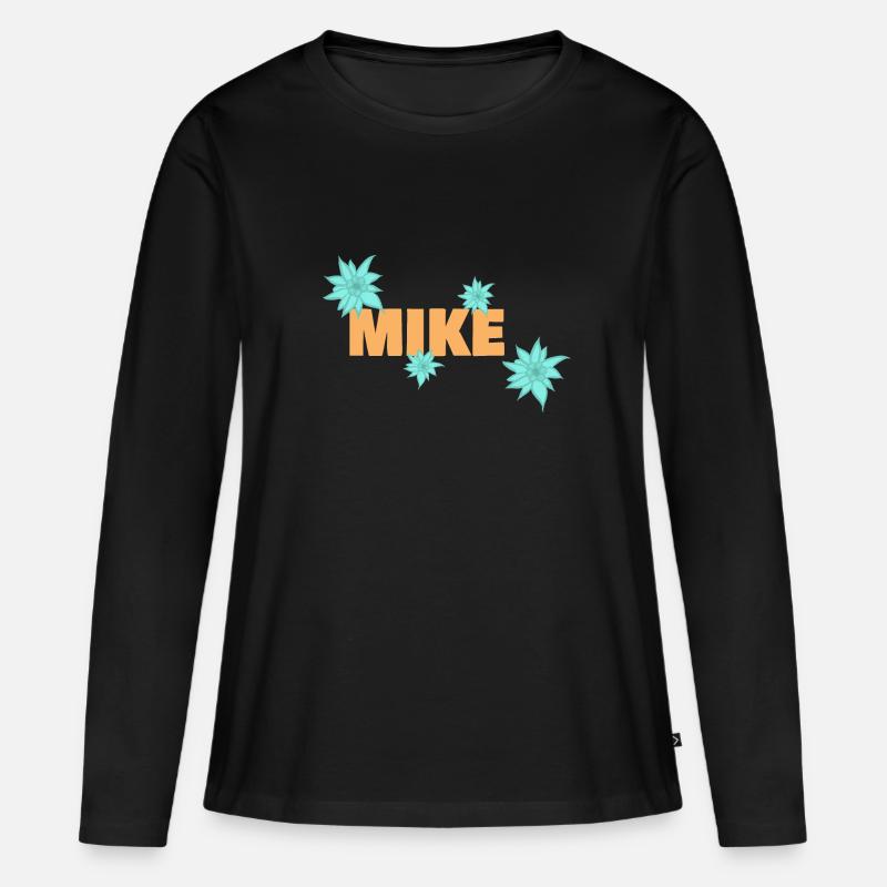 Mike - Frauen Premium Bio Langarmshirt - Schwarz