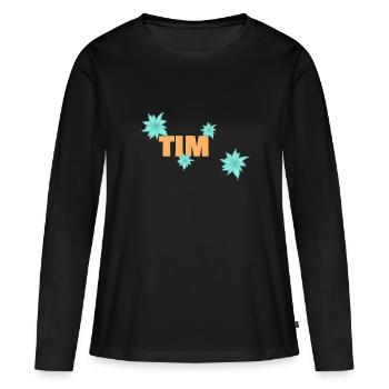 Edelweiß Tim - Frauen Premium Bio Langarmshirt - Schwarz - Vorne - Julia (174cm)
