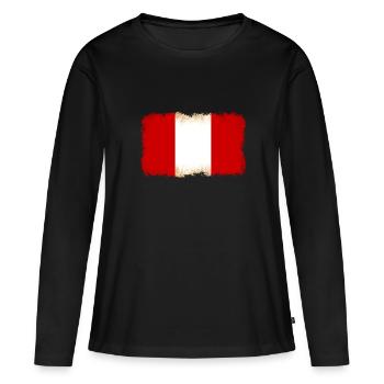 Pérou - T-shirt manches longues Premium bio Femme - noir - Devant - Julia (174cm)