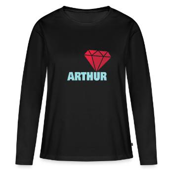 Noble Arthur - T-shirt manches longues Premium bio Femme - noir - Devant - Julia (174cm)