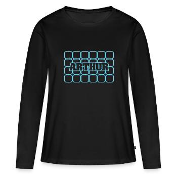 Arthur - T-shirt manches longues Premium bio Femme - noir - Devant - Julia (174cm)