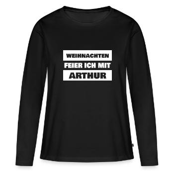 Prénom Arthur - T-shirt manches longues Premium bio Femme - noir - Devant - Julia (174cm)