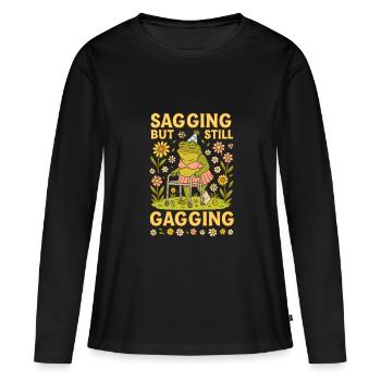 Affaissement mais toujours bâillonnement - Fun Frog Design - T-shirt manches longues Premium bio Femme - noir - Devant - Julia (174cm)
