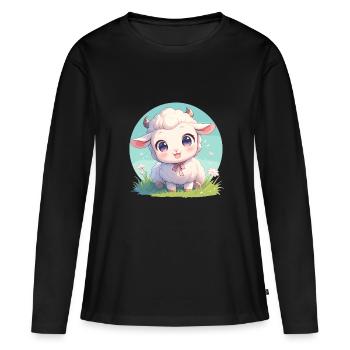 Mouton Mouton - T-shirt manches longues Premium bio Femme - noir - Devant - Julia (174cm)