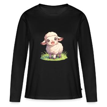Mouton Mouton - T-shirt manches longues Premium bio Femme - noir - Devant - Julia (174cm)