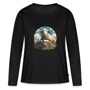 Mouton Mouton - T-shirt manches longues Premium bio Femme - noir - Devant - Julia (174cm)