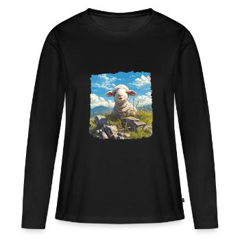 Mouton Mouton - T-shirt manches longues Premium bio Femme - noir - Devant - Julia (174cm)