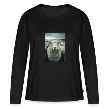 Mouton Mouton - T-shirt manches longues Premium bio Femme - noir - Devant - Julia (174cm)