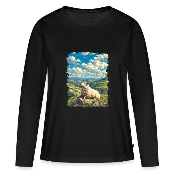 Mouton Mouton - T-shirt manches longues Premium bio Femme - noir - Devant - Julia (174cm)