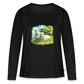 Mouton Mouton - T-shirt manches longues Premium bio Femme - noir - Devant - Julia (174cm)