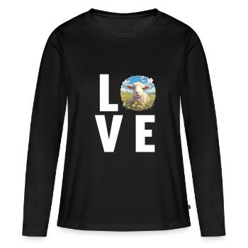 Mouton Mouton - T-shirt manches longues Premium bio Femme - noir - Devant - Julia (174cm)