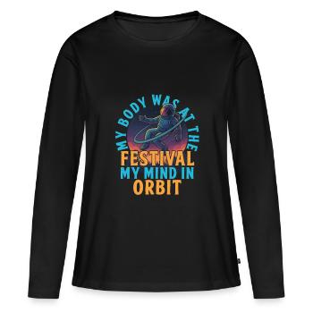 L’ du festival en orbite design - T-shirt manches longues Premium bio Femme - noir - Devant - Julia (174cm)