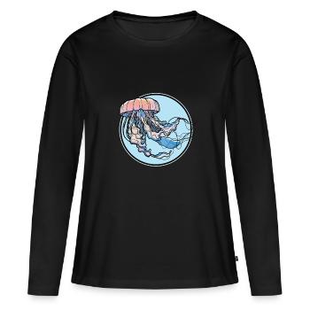 Méduse Méduse - T-shirt manches longues Premium bio Femme - noir - Devant - Julia (174cm)