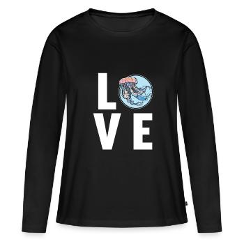 Méduse Méduse - T-shirt manches longues Premium bio Femme - noir - Devant - Julia (174cm)