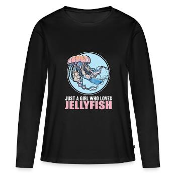 Méduse Méduse - T-shirt manches longues Premium bio Femme - noir - Devant - Julia (174cm)