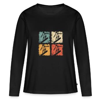 Vintage Snowboarder Hiver Fun Snowboard Graphique - T-shirt manches longues Premium bio Femme - noir - Devant - Julia (174cm)