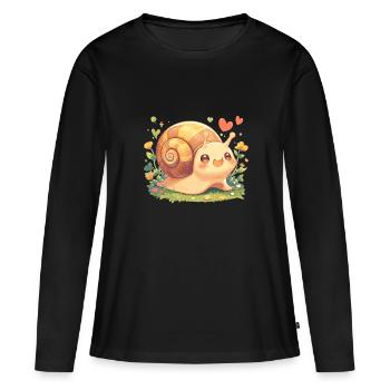 Escargots Escargot - T-shirt manches longues Premium bio Femme - noir - Devant - Julia (174cm)