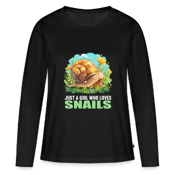 Escargots Escargot - T-shirt manches longues Premium bio Femme - noir - Devant - Julia (174cm)