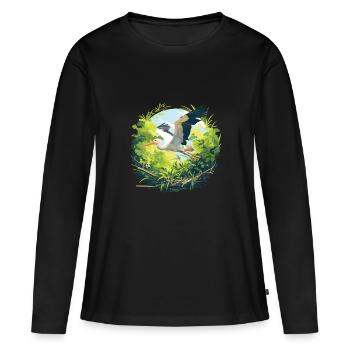 Cigognes Cigognes - T-shirt manches longues Premium bio Femme - noir - Devant - Julia (174cm)