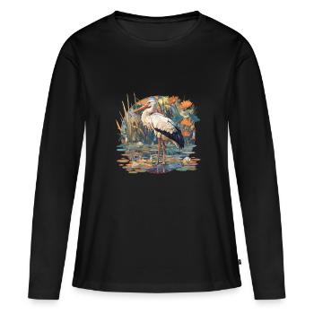 Cigognes Cigognes - T-shirt manches longues Premium bio Femme - noir - Devant - Julia (174cm)