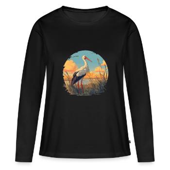 Cigognes Cigognes - T-shirt manches longues Premium bio Femme - noir - Devant - Julia (174cm)