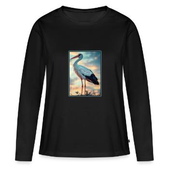 Cigognes Cigognes - T-shirt manches longues Premium bio Femme - noir - Devant - Julia (174cm)