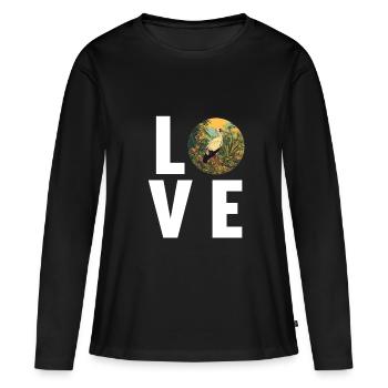 Cigognes Cigognes - T-shirt manches longues Premium bio Femme - noir - Devant - Julia (174cm)