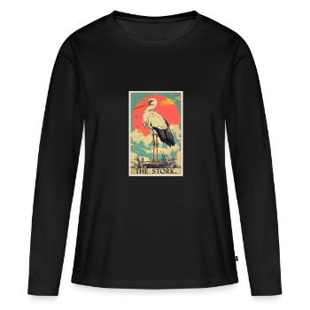 Cigognes Cigognes - T-shirt manches longues Premium bio Femme - noir - Devant - Julia (174cm)