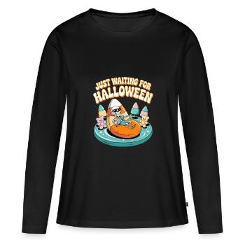 En attendant l’Halloween - T-shirt manches longues Premium bio Femme - noir - Devant - Julia (174cm)
