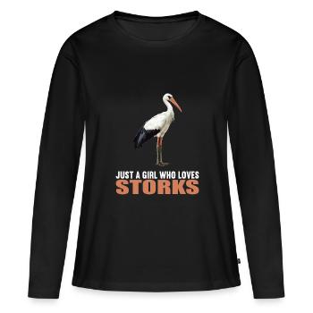 Cigognes Cigognes - T-shirt manches longues Premium bio Femme - noir - Devant - Julia (174cm)