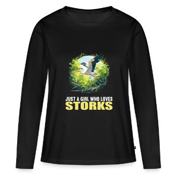Cigognes Cigognes - T-shirt manches longues Premium bio Femme - noir - Devant - Julia (174cm)