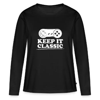 Retro Zocker Sprüche Gaming Geschenk - Frauen Premium Bio Langarmshirt - Schwarz - Vorne - Julia (174cm)