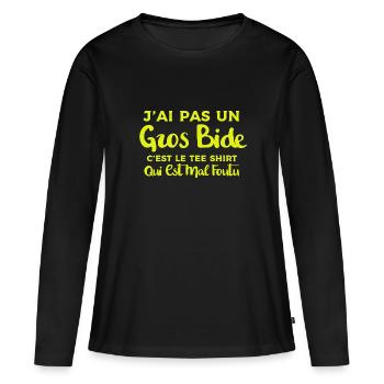 J ai Pas Un Gros Bide Tee Shirt Qui Est Mal Foutu - T-shirt manches longues Premium bio Femme - noir - Devant - Julia (174cm)