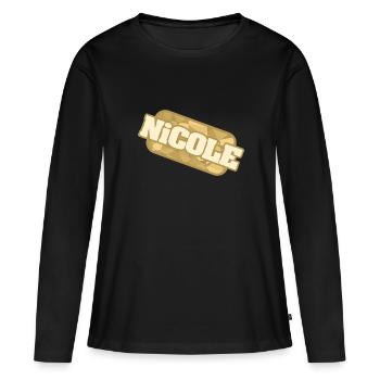 Biographie Nicole - T-shirt manches longues Premium bio Femme - noir - Devant - Julia (174cm)