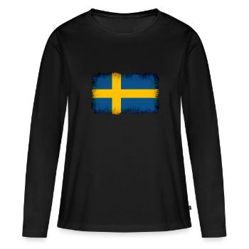 Schweden als Schweden - Frauen Premium Bio Langarmshirt - Schwarz - Vorne - Julia (174cm)