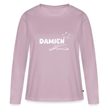 Damien - T-shirt manches longues Premium bio Femme - rose poudré - Devant - Julia (174cm)