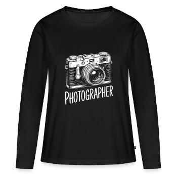 Fotograf Spiegelreflexkamera Fotografieren - Frauen Premium Bio Langarmshirt - Schwarz - Vorne - Julia (174cm)
