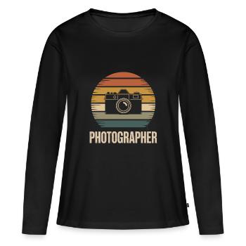 Fotograf Spiegelreflexkamera Fotografieren - Frauen Premium Bio Langarmshirt - Schwarz - Vorne - Julia (174cm)
