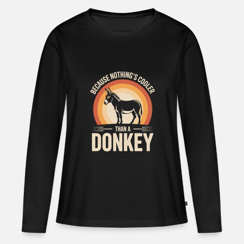 Esel Lustiger Spruch - Frauen Premium Bio Langarmshirt - Schwarz